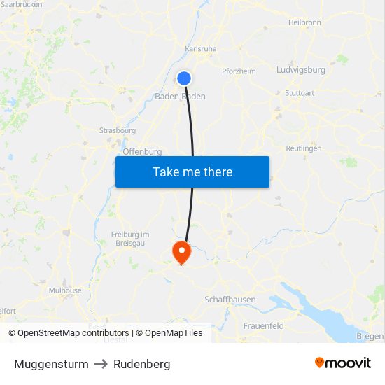 Muggensturm to Rudenberg map