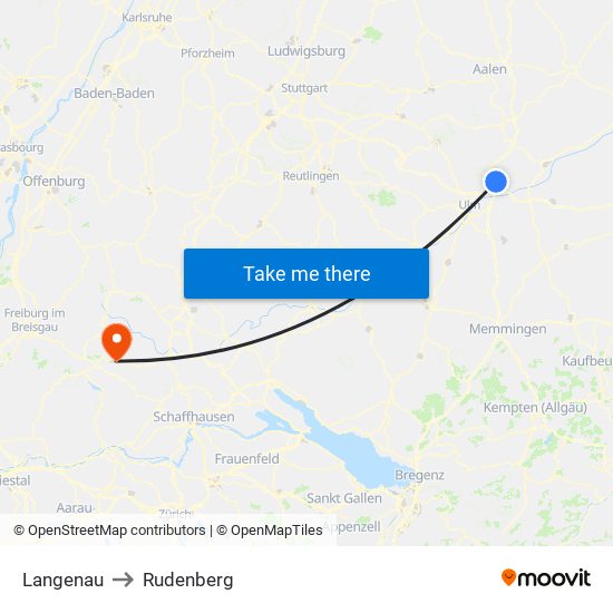 Langenau to Rudenberg map