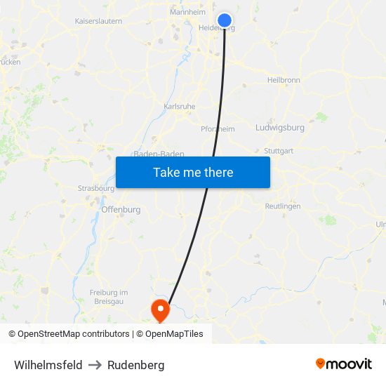 Wilhelmsfeld to Rudenberg map