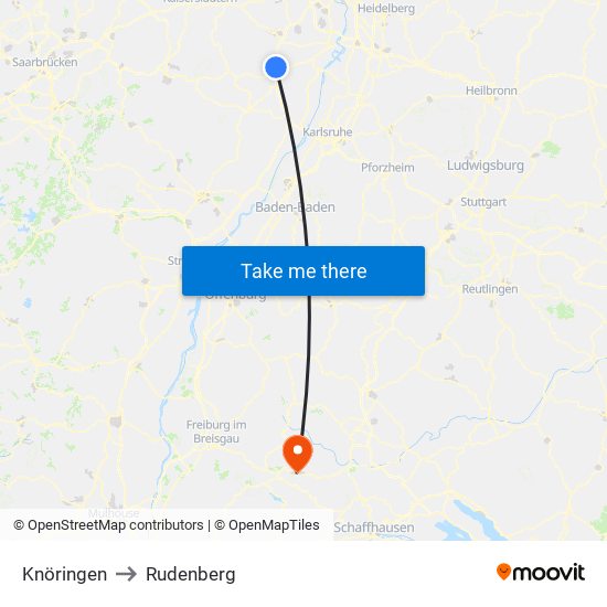 Knöringen to Rudenberg map