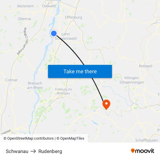 Schwanau to Rudenberg map