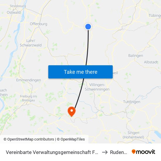 Vereinbarte Verwaltungsgemeinschaft Freudenstadt to Rudenberg map