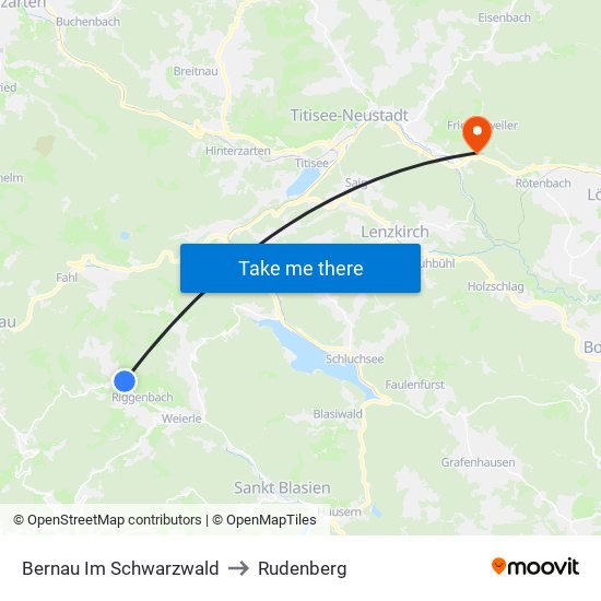 Bernau Im Schwarzwald to Rudenberg map