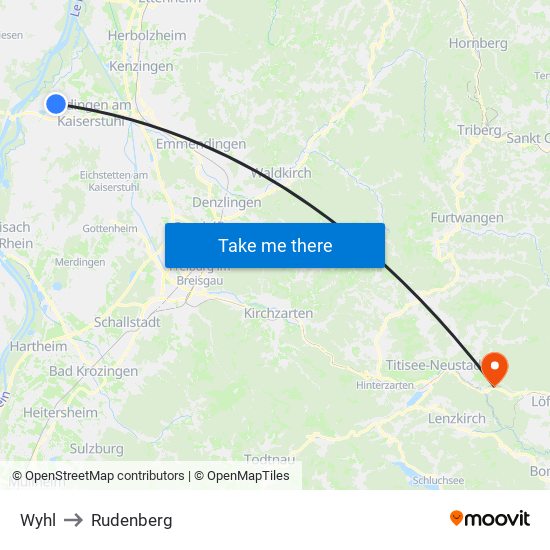 Wyhl to Rudenberg map