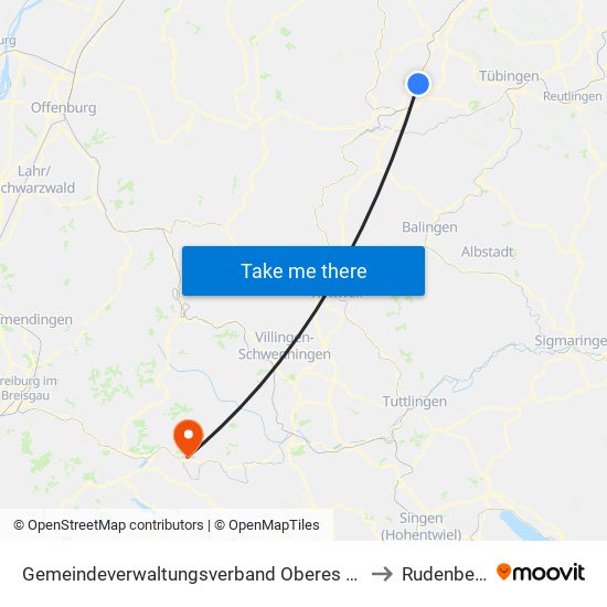 Gemeindeverwaltungsverband Oberes Gäu to Rudenberg map