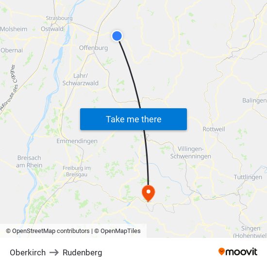 Oberkirch to Rudenberg map