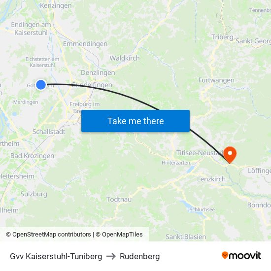 Gvv Kaiserstuhl-Tuniberg to Rudenberg map