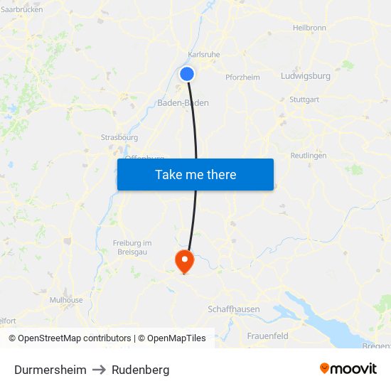 Durmersheim to Rudenberg map