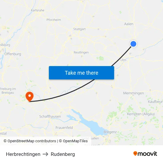 Herbrechtingen to Rudenberg map