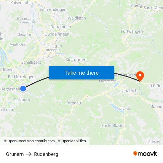 Grunern to Rudenberg map