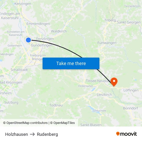 Holzhausen to Rudenberg map