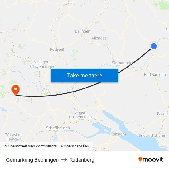 Gemarkung Bechingen to Rudenberg map