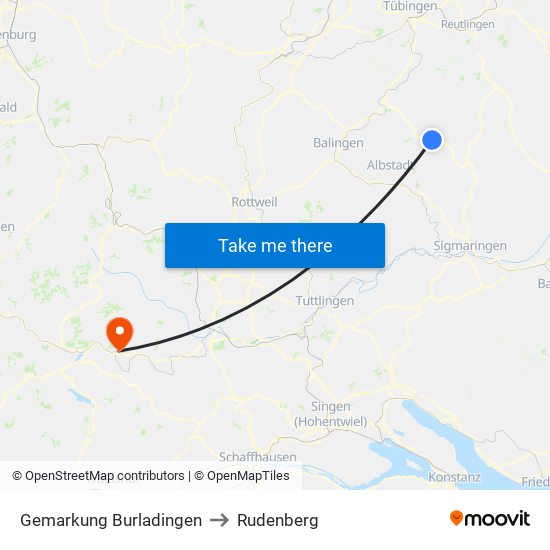 Gemarkung Burladingen to Rudenberg map