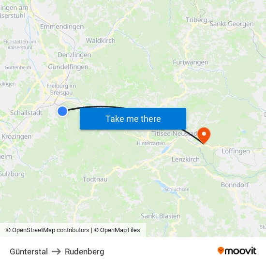 Günterstal to Rudenberg map