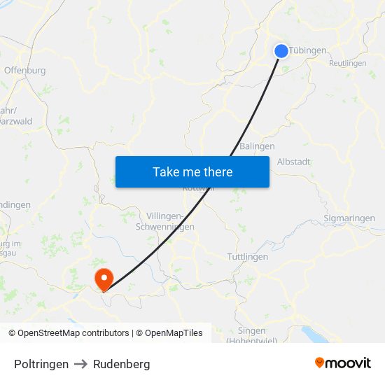 Poltringen to Rudenberg map