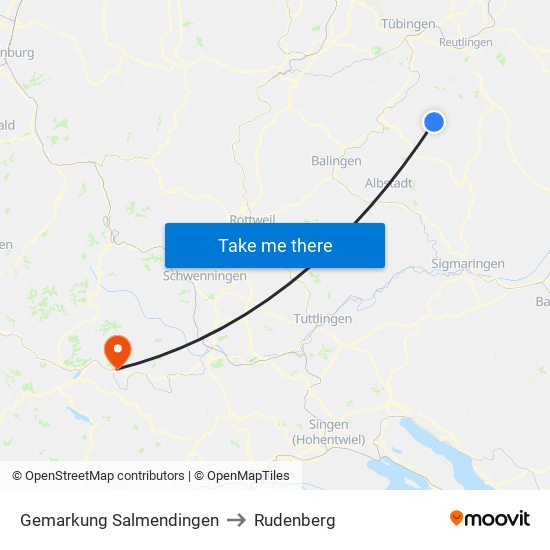 Gemarkung Salmendingen to Rudenberg map