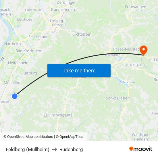 Feldberg (Müllheim) to Rudenberg map