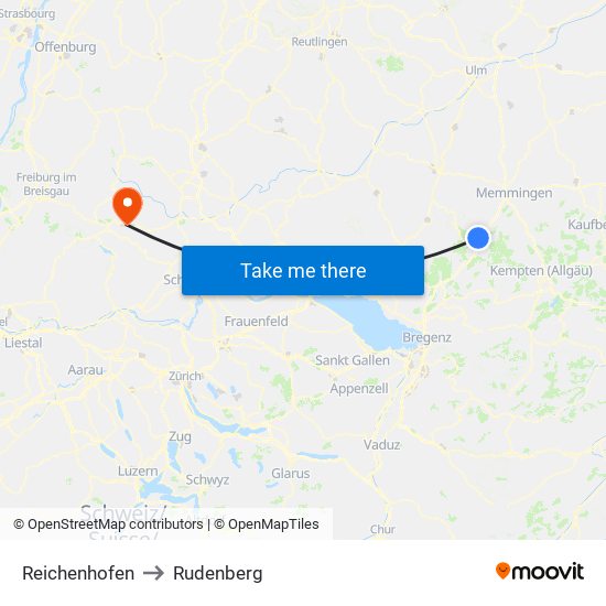 Reichenhofen to Rudenberg map