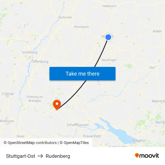 Stuttgart-Ost to Rudenberg map