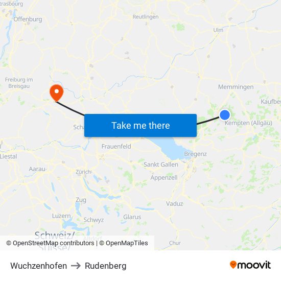Wuchzenhofen to Rudenberg map