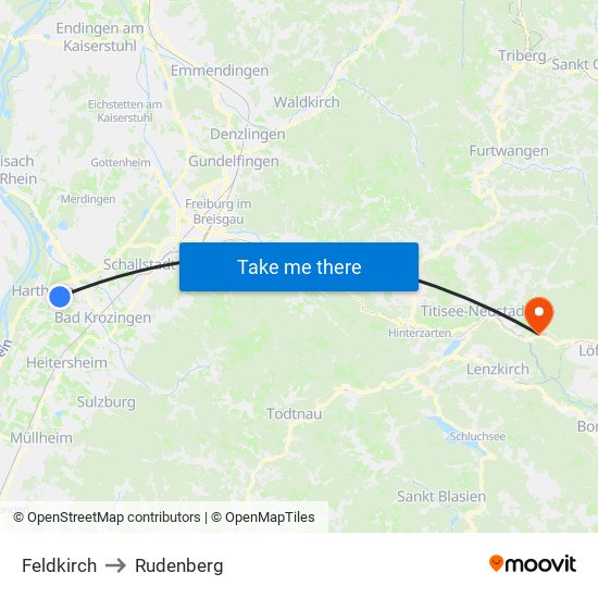 Feldkirch to Rudenberg map