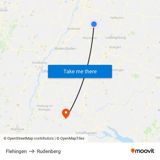 Flehingen to Rudenberg map