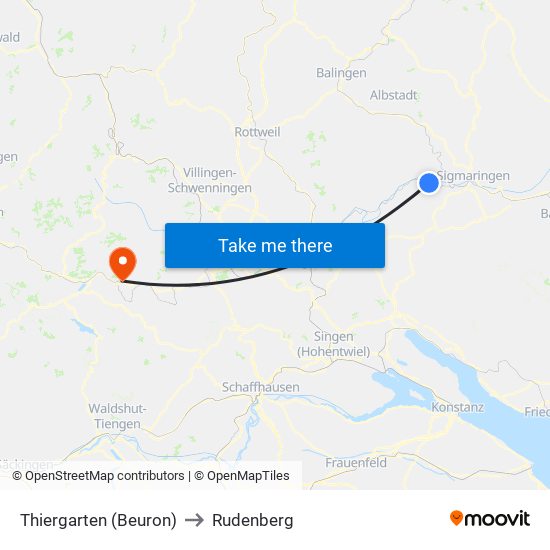 Thiergarten (Beuron) to Rudenberg map