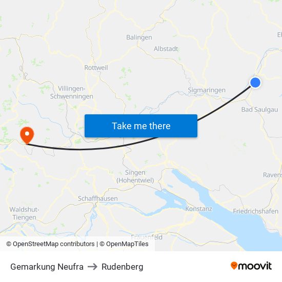 Gemarkung Neufra to Rudenberg map