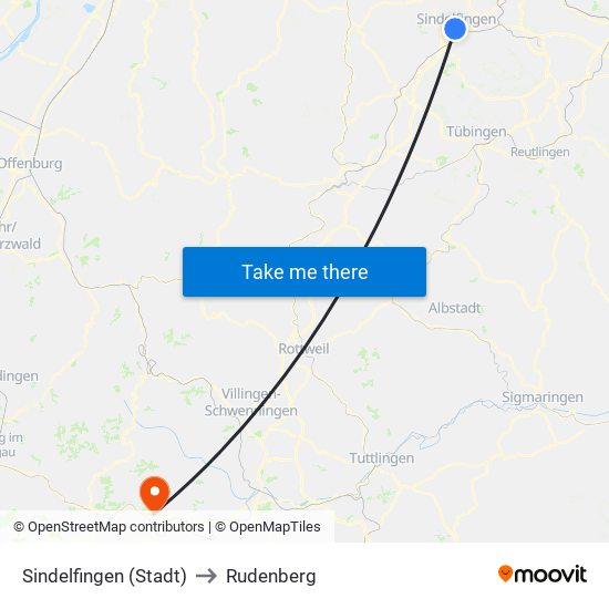 Sindelfingen (Stadt) to Rudenberg map