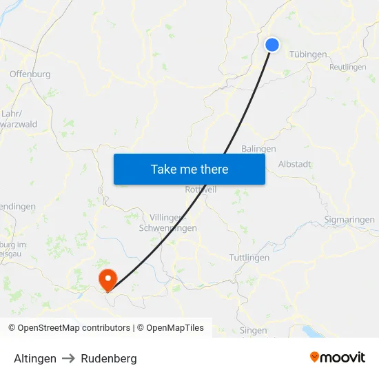 Altingen to Rudenberg map