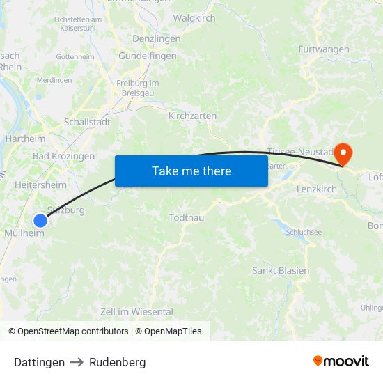 Dattingen to Rudenberg map