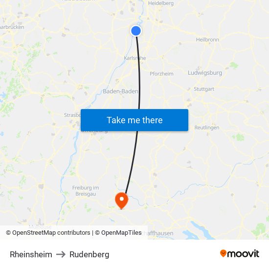 Rheinsheim to Rudenberg map