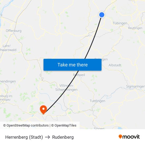 Herrenberg (Stadt) to Rudenberg map