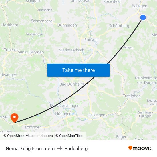 Gemarkung Frommern to Rudenberg map