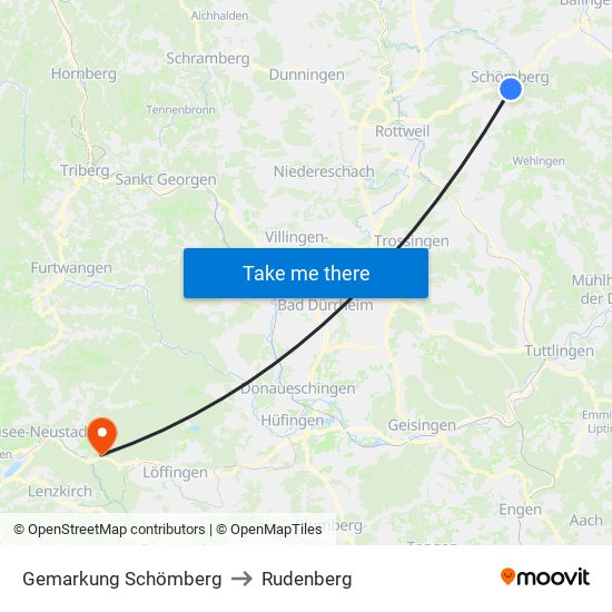 Gemarkung Schömberg to Rudenberg map
