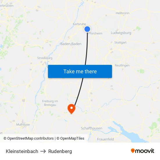 Kleinsteinbach to Rudenberg map