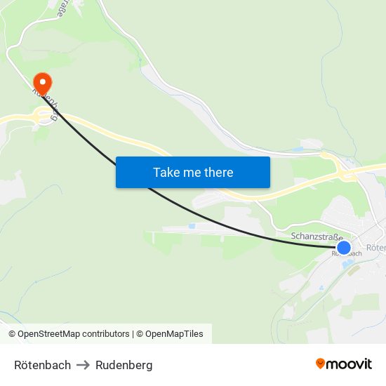 Rötenbach to Rudenberg map