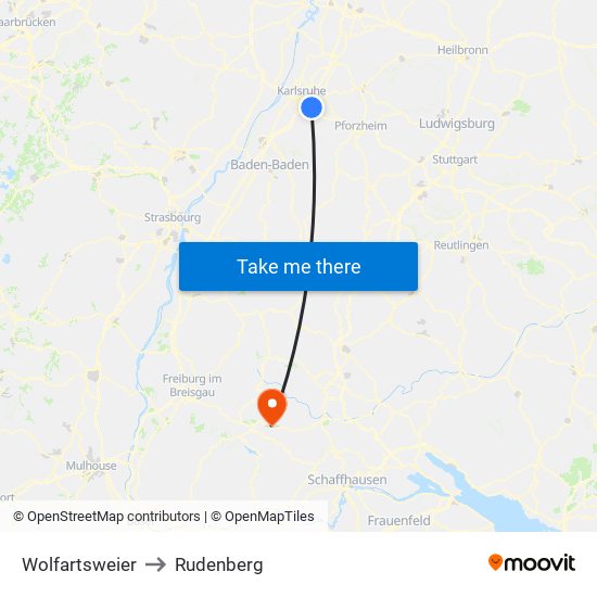 Wolfartsweier to Rudenberg map