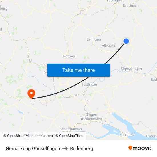 Gemarkung Gauselfingen to Rudenberg map