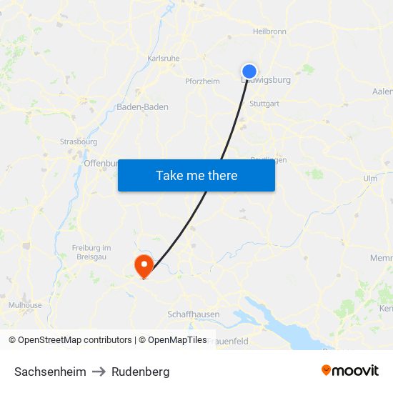 Sachsenheim to Rudenberg map