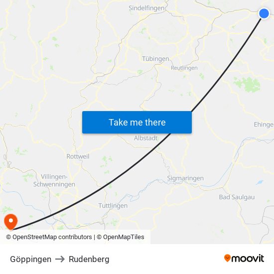 Göppingen to Rudenberg map