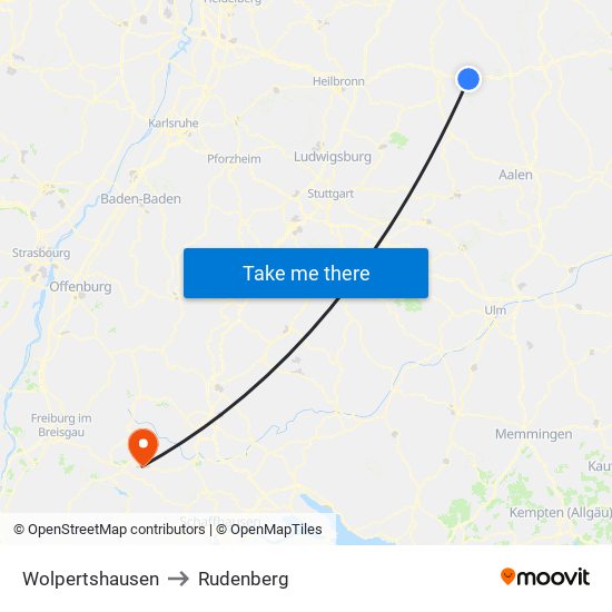 Wolpertshausen to Rudenberg map