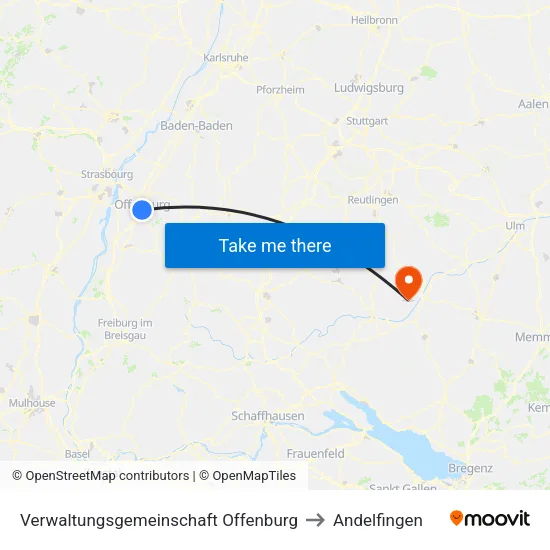 Verwaltungsgemeinschaft Offenburg to Andelfingen map
