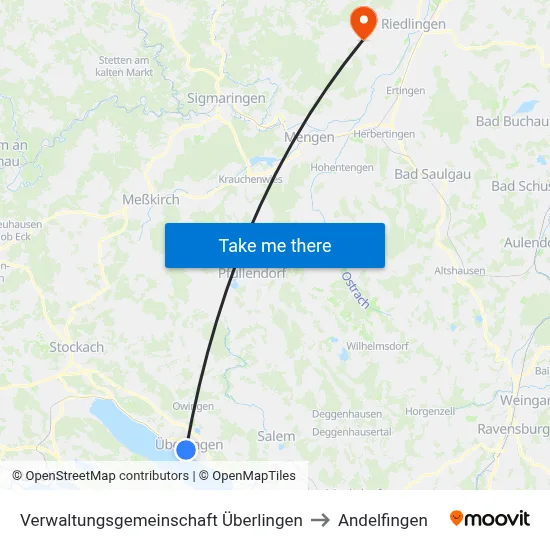 Verwaltungsgemeinschaft Überlingen to Andelfingen map