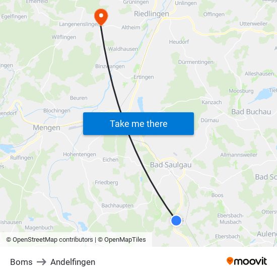 Boms to Andelfingen map