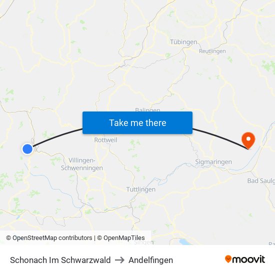 Schonach Im Schwarzwald to Andelfingen map
