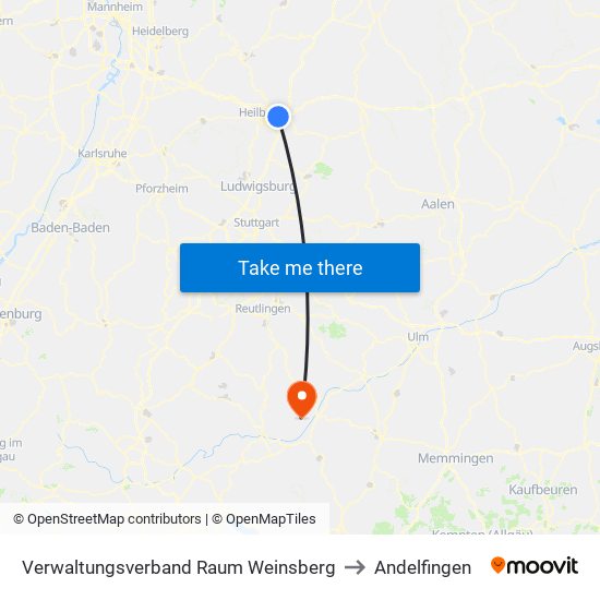 Verwaltungsverband Raum Weinsberg to Andelfingen map