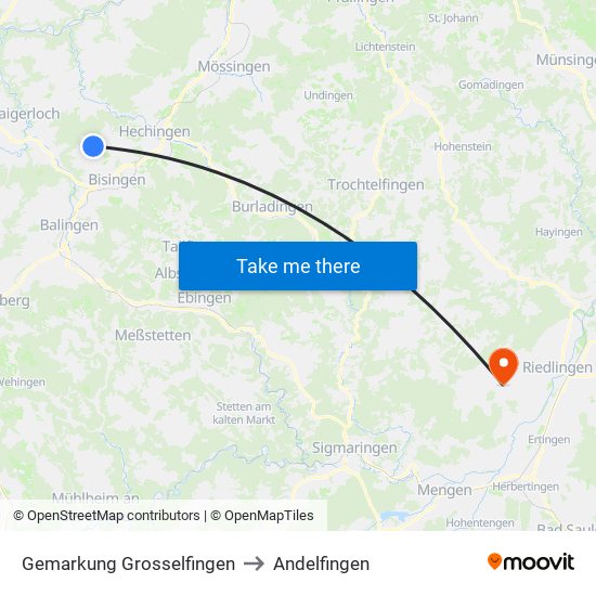 Gemarkung Grosselfingen to Andelfingen map