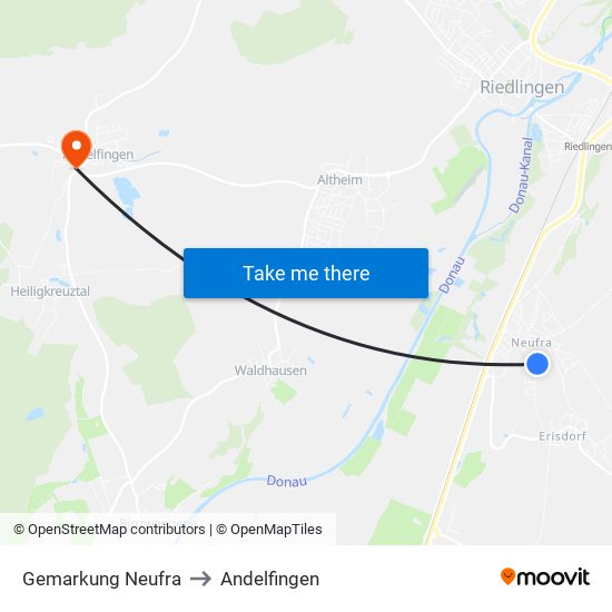 Gemarkung Neufra to Andelfingen map