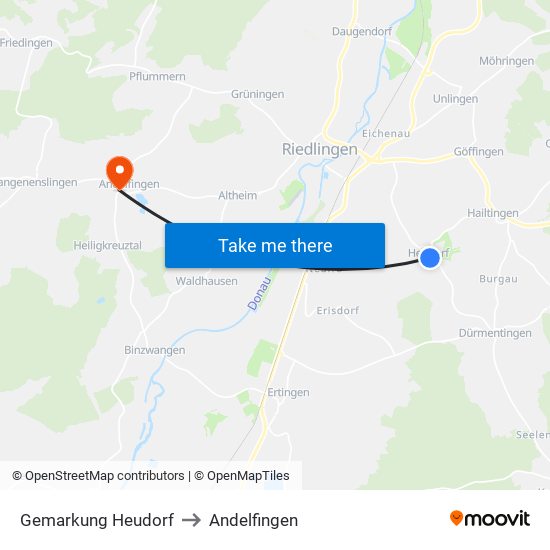 Gemarkung Heudorf to Andelfingen map